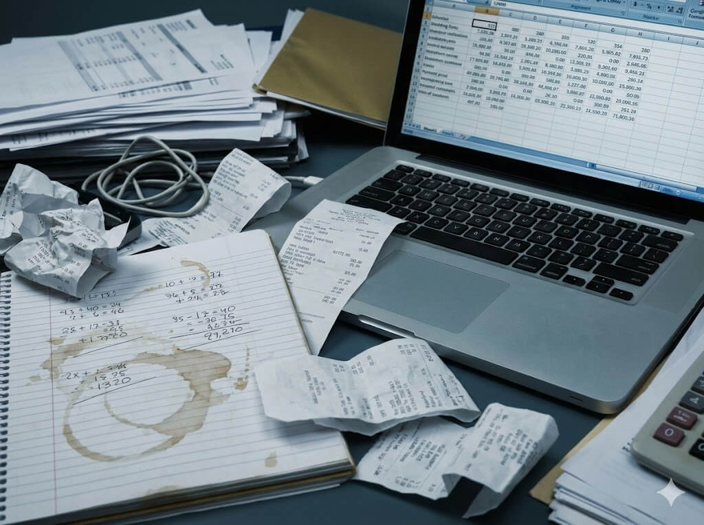 Disorganised wedding business data before Profit Vows
